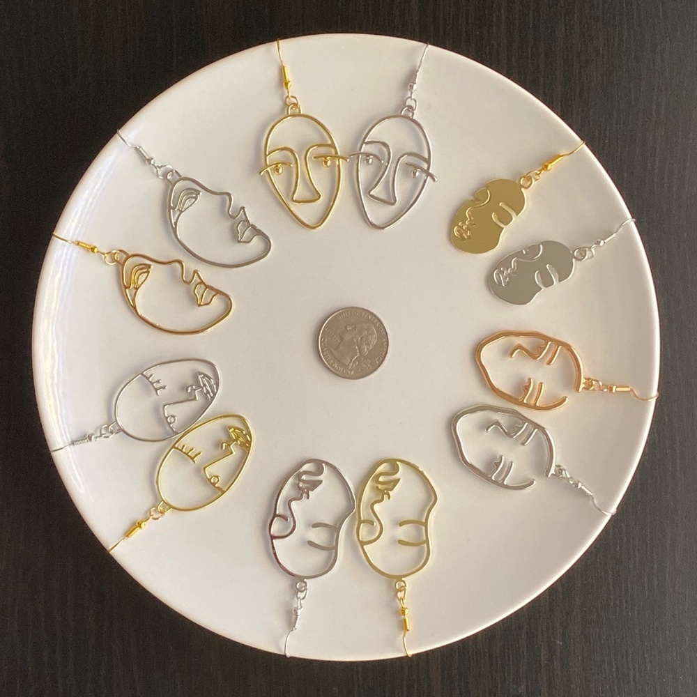 NEW Human Face Earrings in Gold color - Picture 5 of 6